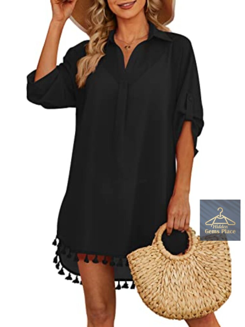 Womens Swim Coverup Shirt Tassel Beach Bathing Suit Cover Up